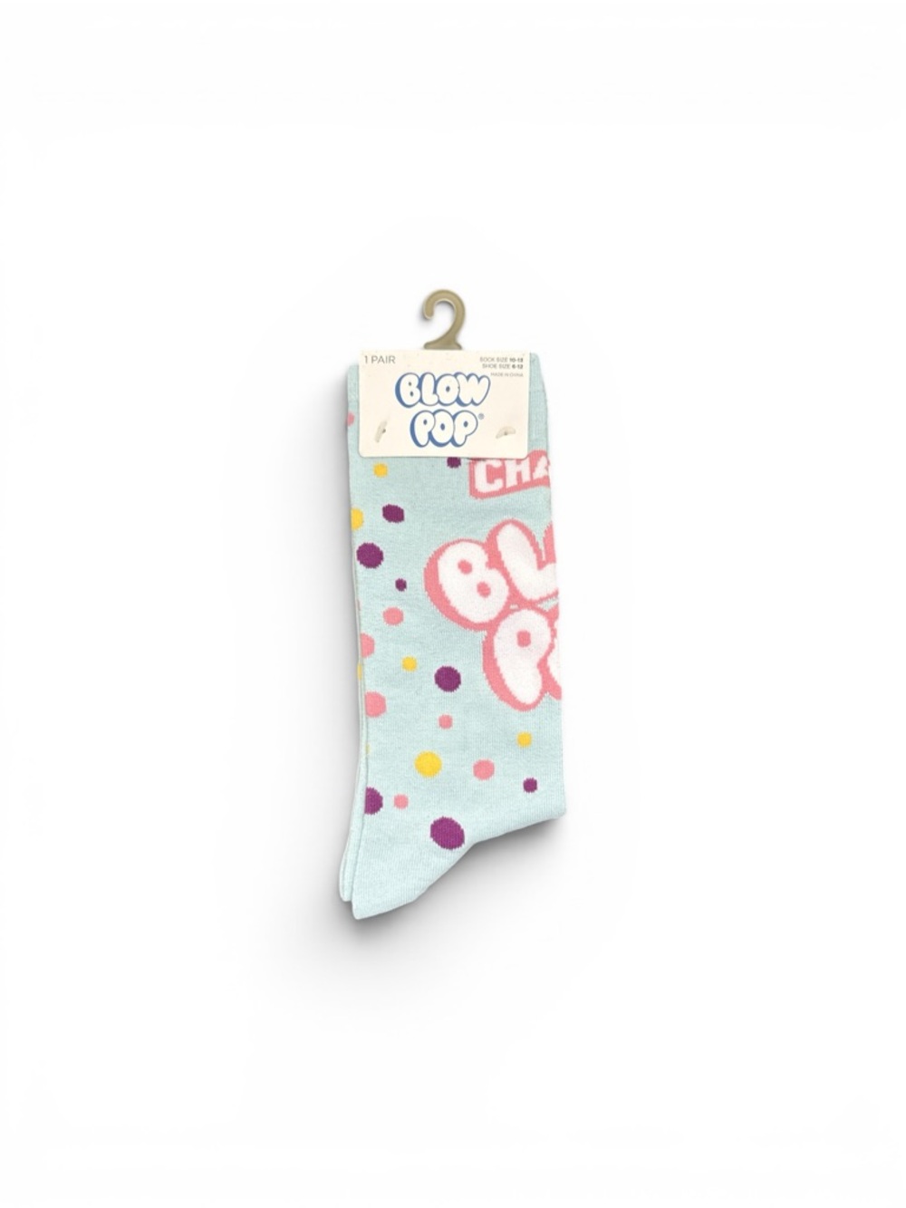 Blow Pop Light Blue Novelty Crew Sock Size 10-13 New 1pair